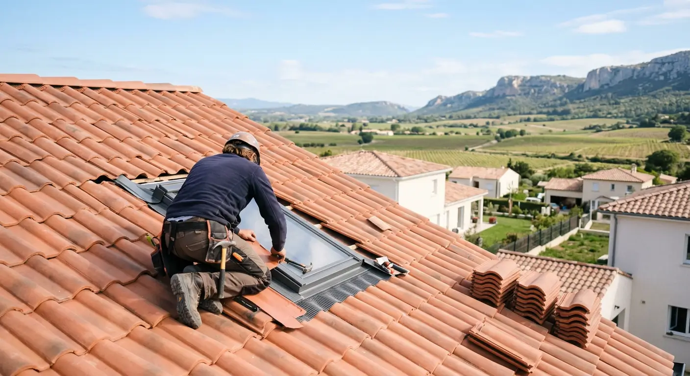 Pose d'une fenêtre de toit marque Vélux à Cuers dans le Var